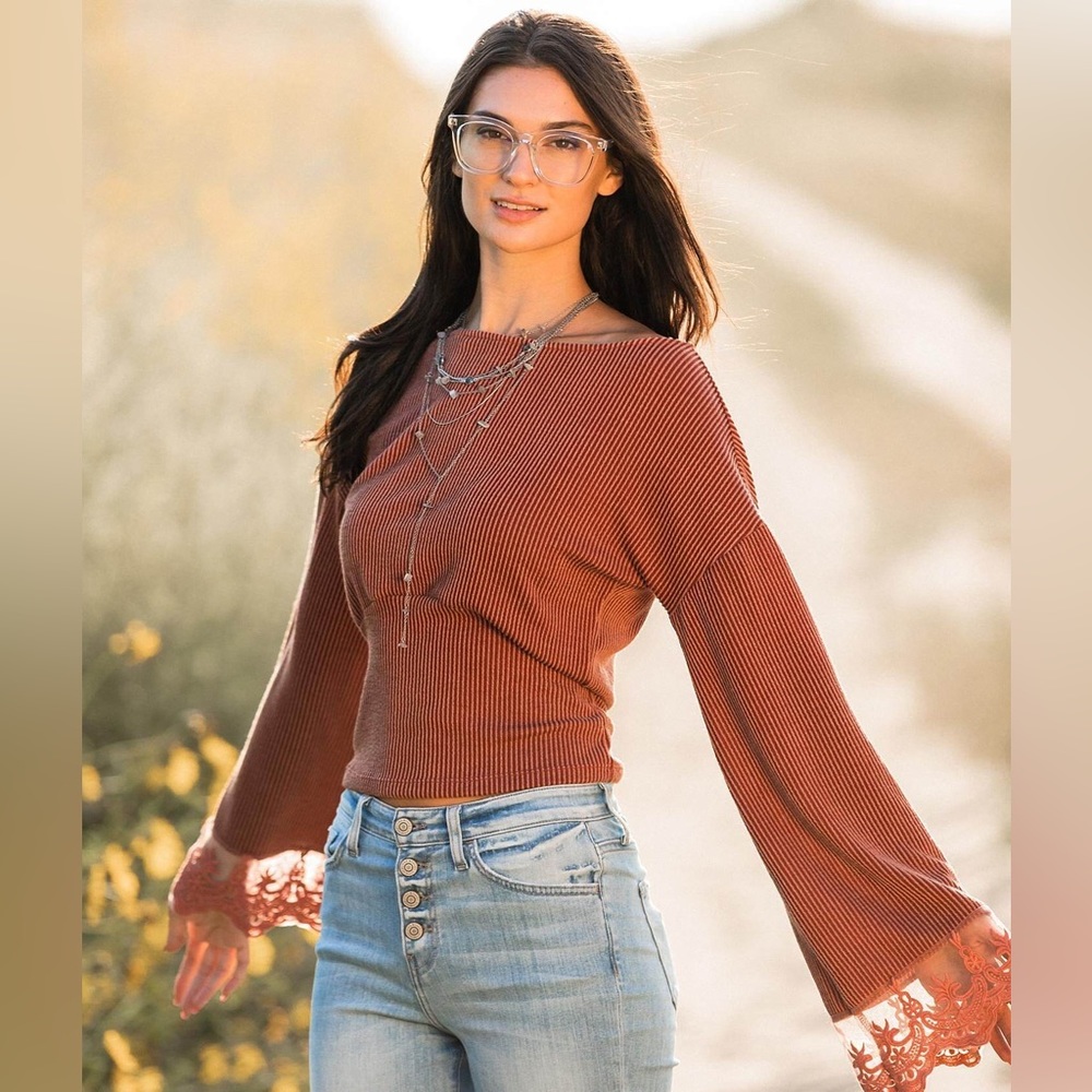 gimmick long sleeve ribbed top
